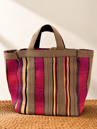 Bolsa Picnic rosa y rayas azules y beige Babachic