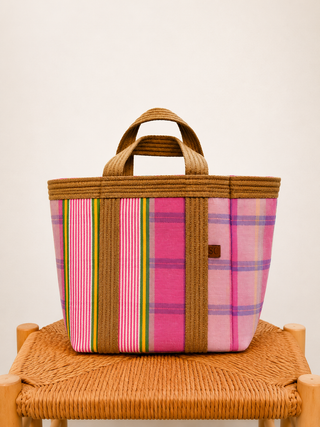 Bolsa Picnic verde rosa y rayas lilas y amarillas Babachic