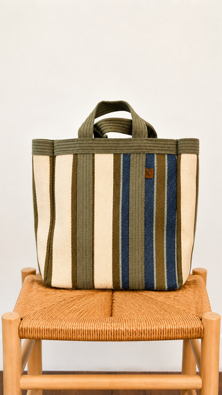 Bolsa Picnic rayas verde kaki y marron Babachic