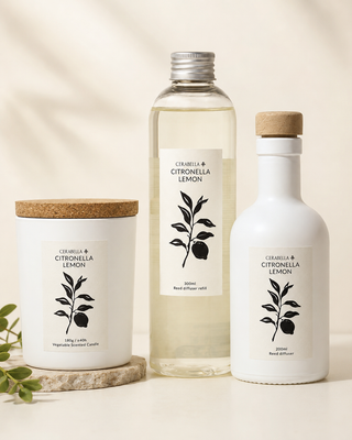 Vela aromática Citronella y limón con difusor y refill