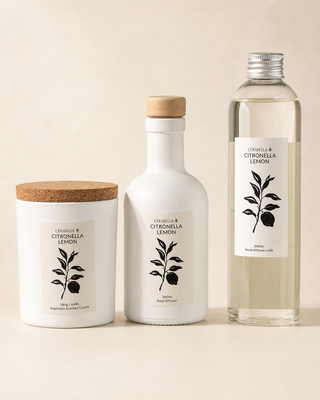 Vela aromática Citronella y limón con difusor y refill