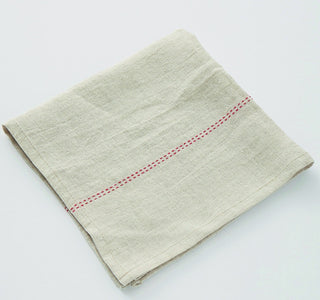 Servilleta de lino con pespunte rojo de Charvet Editions