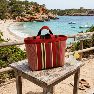 Bolsa Picnic roja y rayas verdes y rosas Babachic