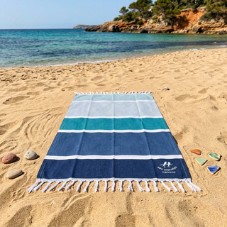 Toalla de playa Lollipop rayas azules con Logo Ses Orentes