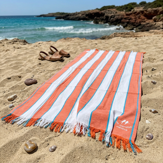 Toalla de playa naranja y blanco Ses Orentes